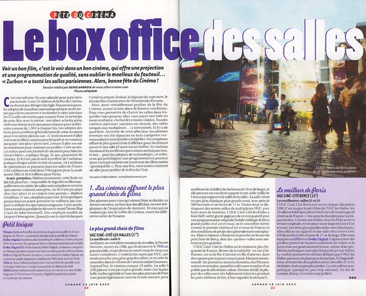 Zurban - le box office des salles